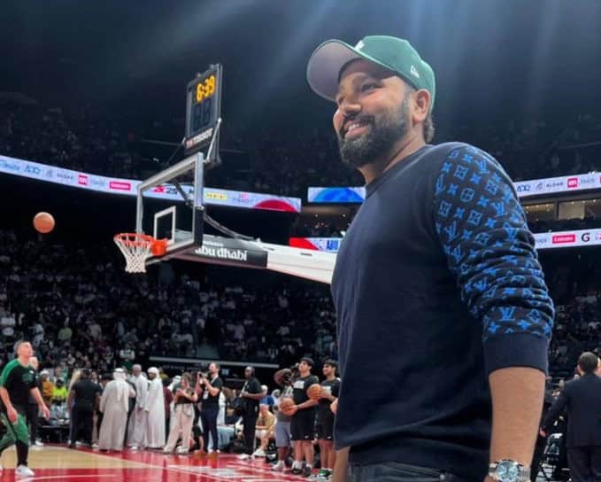 image 16 107 Rohit Sharma Meets Football Legends Ronaldinho, Iker Casillas, and Thierry Henry at NBA Game in Abu Dhabi