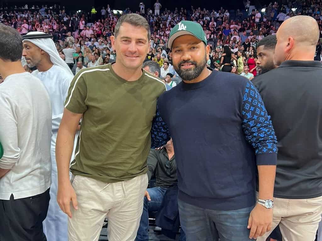 image 16 110 Rohit Sharma Meets Football Legends Ronaldinho, Iker Casillas, and Thierry Henry at NBA Game in Abu Dhabi