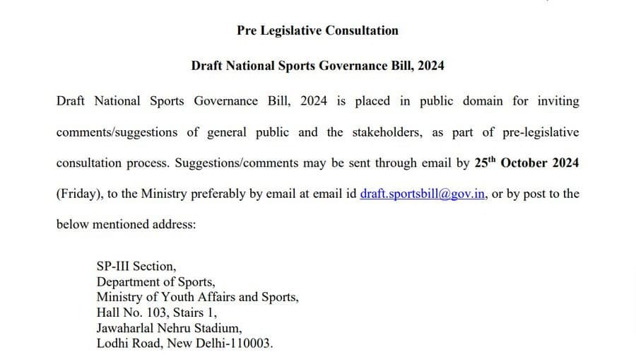 image 16 484 Proposed Sports Governance Bill: New Tribunal for Disputes and Sports Regulatory Board of India