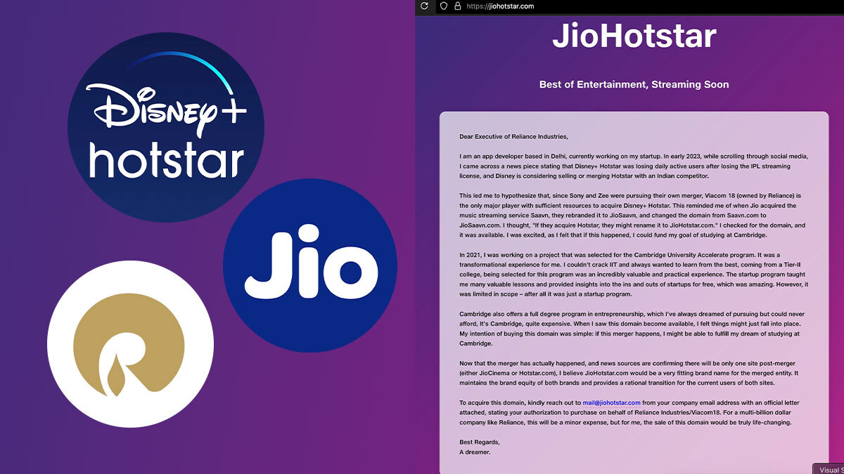 Delhi Developer Faces Legal Battle with Reliance Over ‘JioHotstar.com’ Domain Acquisition