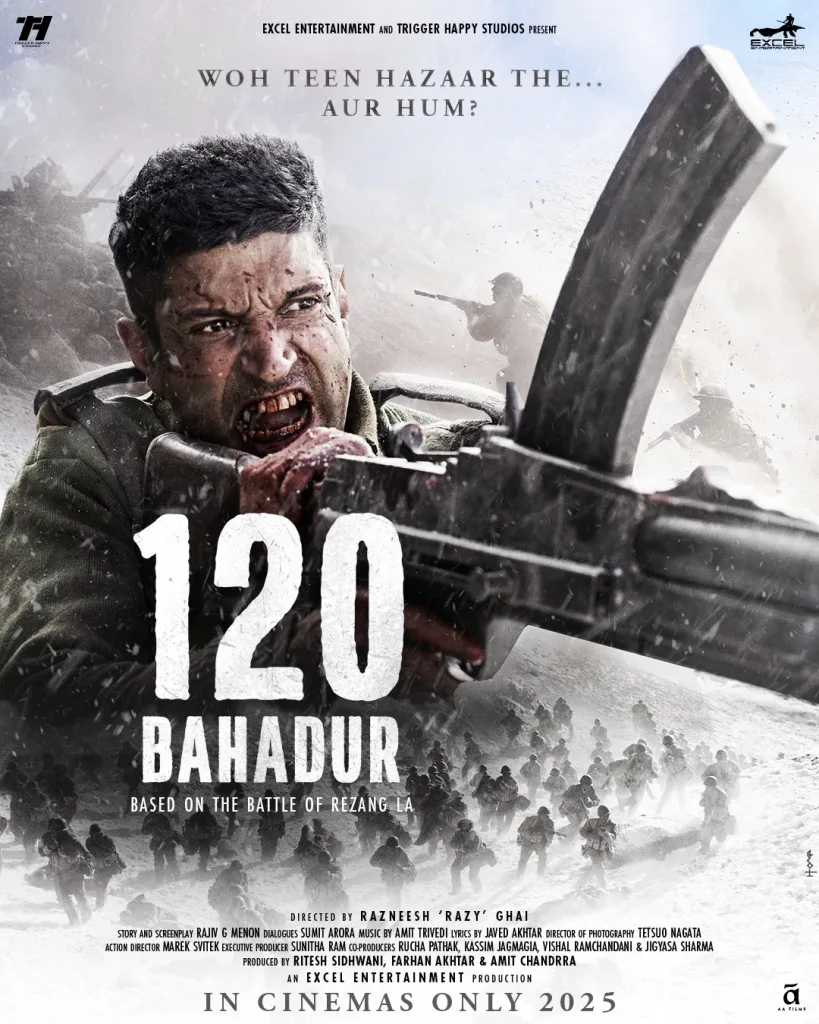 120 Bahadur Farhan Akhtar Unveils Intense Look in 120 Bahadur: A Tribute to Rezang La Heroes