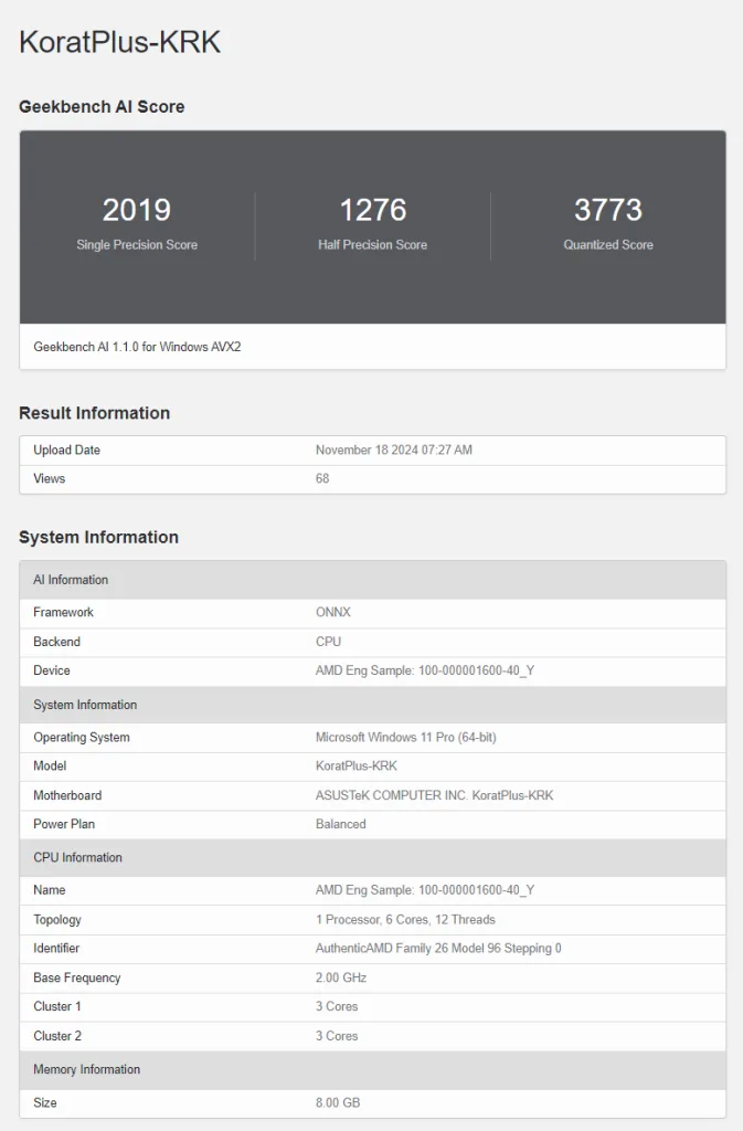 AMD 1 2 AMD 6-Core Krackan Point APU Spotted, Features 3+3 Core Configuration