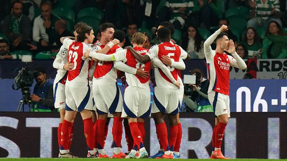 Sporting vs Arsenal FC Champions League 2024-25 Matchday 5 Round-Up: Feyenoord Shock Man City, Inter and Barcelona Triumph Again, Bayern Overcome PSG, Atalanta and Atleti Net Six Each