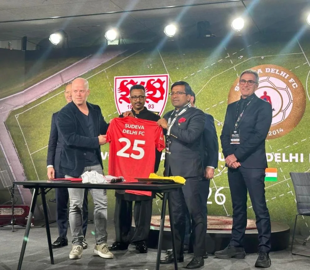 Sudeva Delhi FC signed a partnership with VfB Stuttgart at the MHP Arena in Stuttgart Germany 1 Bundesliga Club Stuttgart and Sudeva Delhi FC Forge Historic Football Partnership