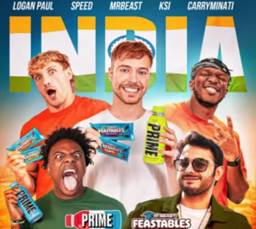 MrBeast, IShowSpeed, Logan Paul, and KSI Are Bringing PRIME Hydration and Feastables to India