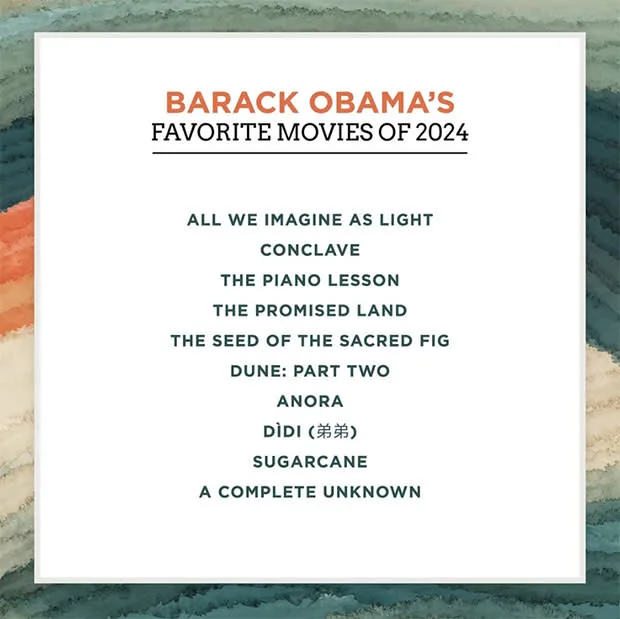 Barack Obama1 1 Barack Obama's Top 10 Movies of 2024: Blockbusters & Gems