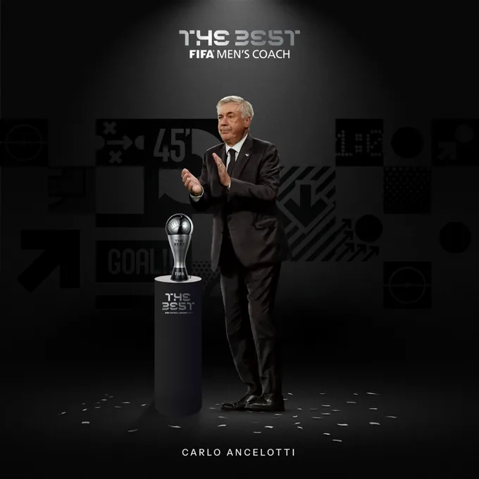 Carlo Ancelotti 3 png Real Madrid's Vinícius Jr. Crowned FIFA Best Men's Player of the Year 2024