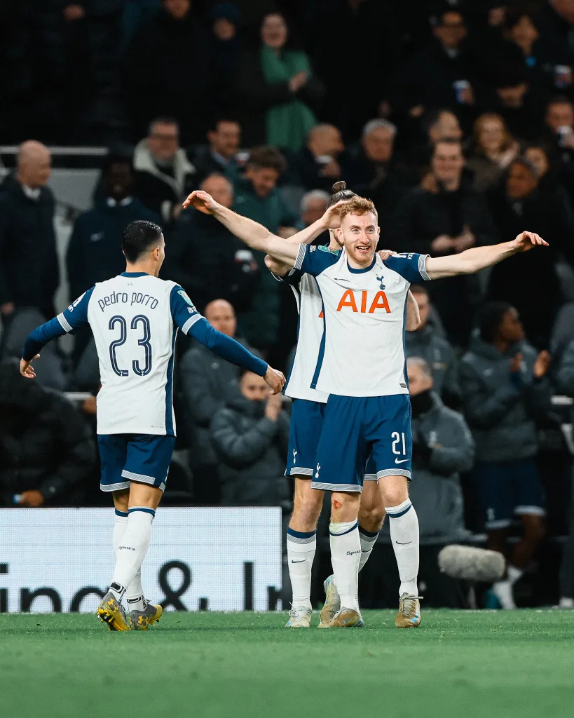 Dejan Kulusevski Tottenham Edge Past United in A 7-Goal Drama in Carabao Cup