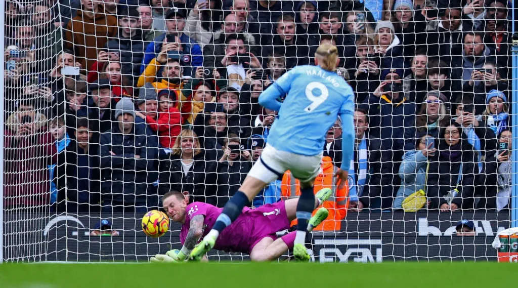 Erling Haaland Misses Penalty Man City Draws with Everton as Haaland Miss Penalty And Struggles Continue