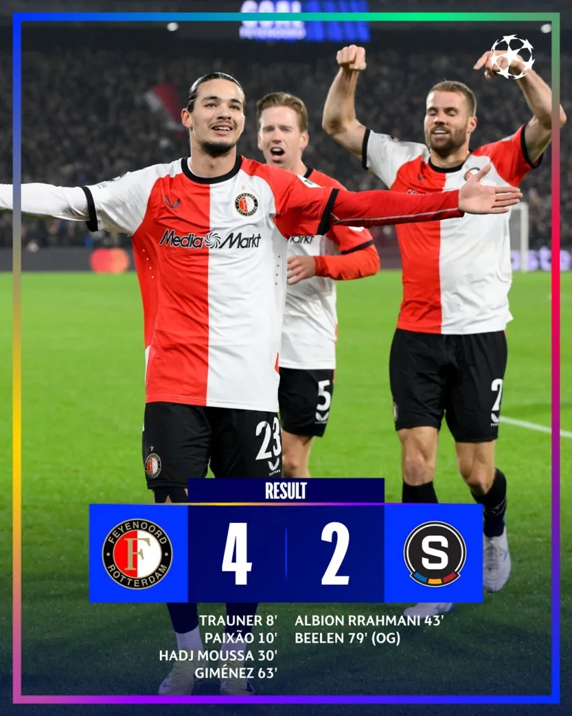 Feyenoord vs Sparta Praha Champions League 2024/25 Matchday 6 Round-Up: Barcelona Edge Past Dortmund to Claim Second Place, Arsenal Climbs to Third