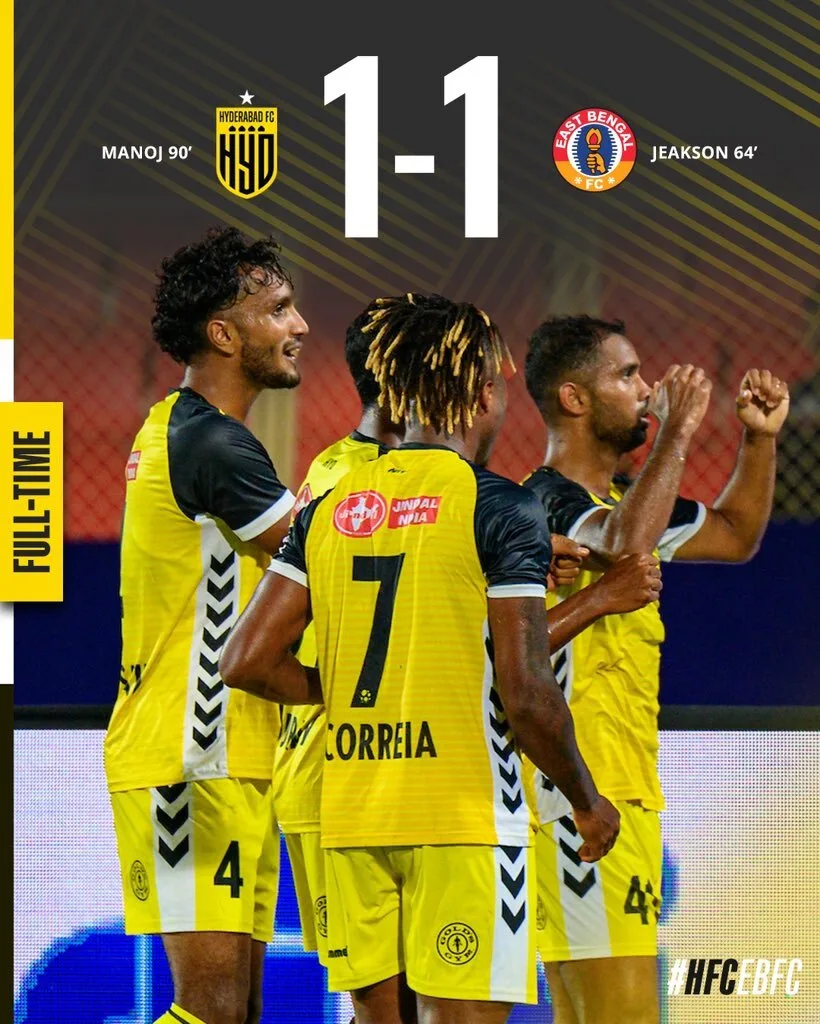 Hyderabad FC Rescue Late Draw Against East Bengal FC ISL 2024/25: Hyderabad FC Rescue Late Draw Against East Bengal FC