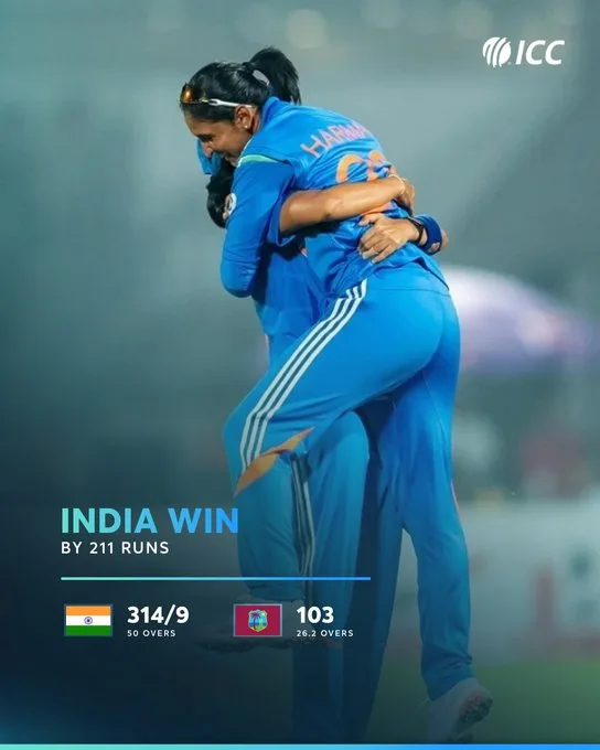 IND W vs WI W 1st ODI: India Wins by 211 Runs, Mandhana Stars