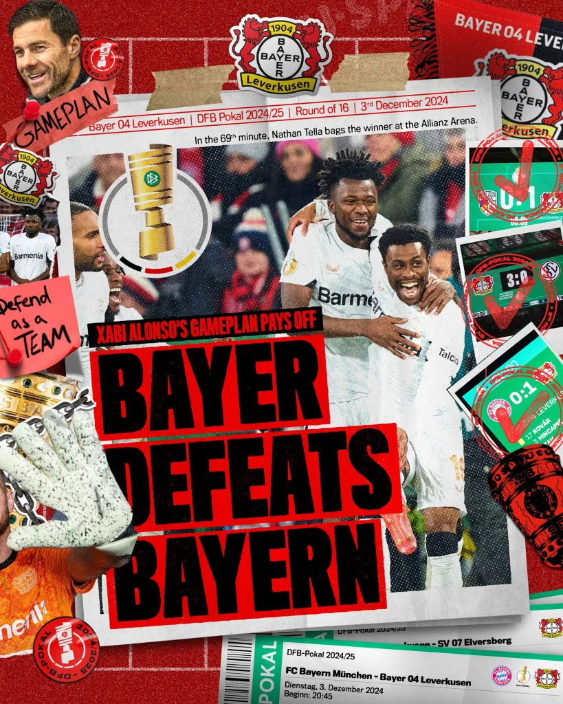 Leverkusen beat hosts Bayern in the German Cup Bayern Munich's German Cup Defeat: Leverkusen Advances to Quarter-Finals