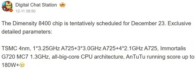 MediaTek1 1 MediaTek Set to Unveil Dimensity 8400 SoC in China on December 23