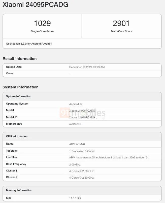 Poco X7 1 1 POCO X7 Global Version Leaks on Geekbench