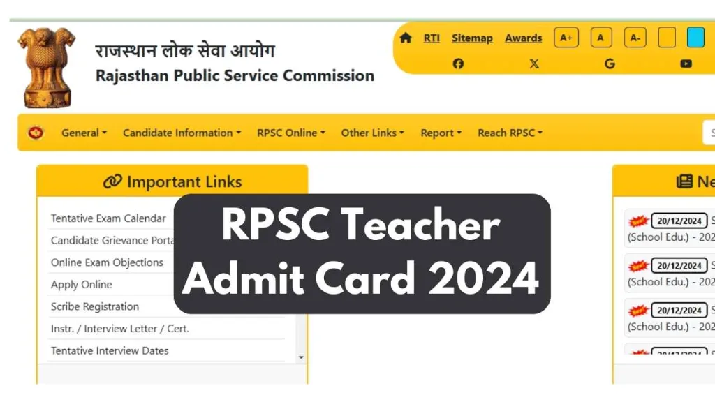 RPSC 2 RPSC Admit Card 2024: Notification for 2129 Posts Released