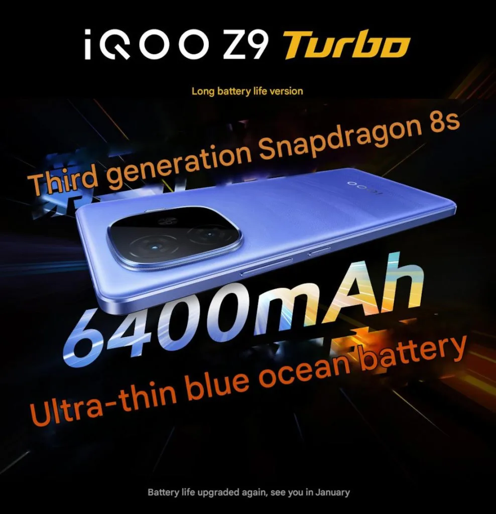 iQOO Z9 Turbo 1 2 iQOO Z9 Turbo Long Battery Life Version Launching in January