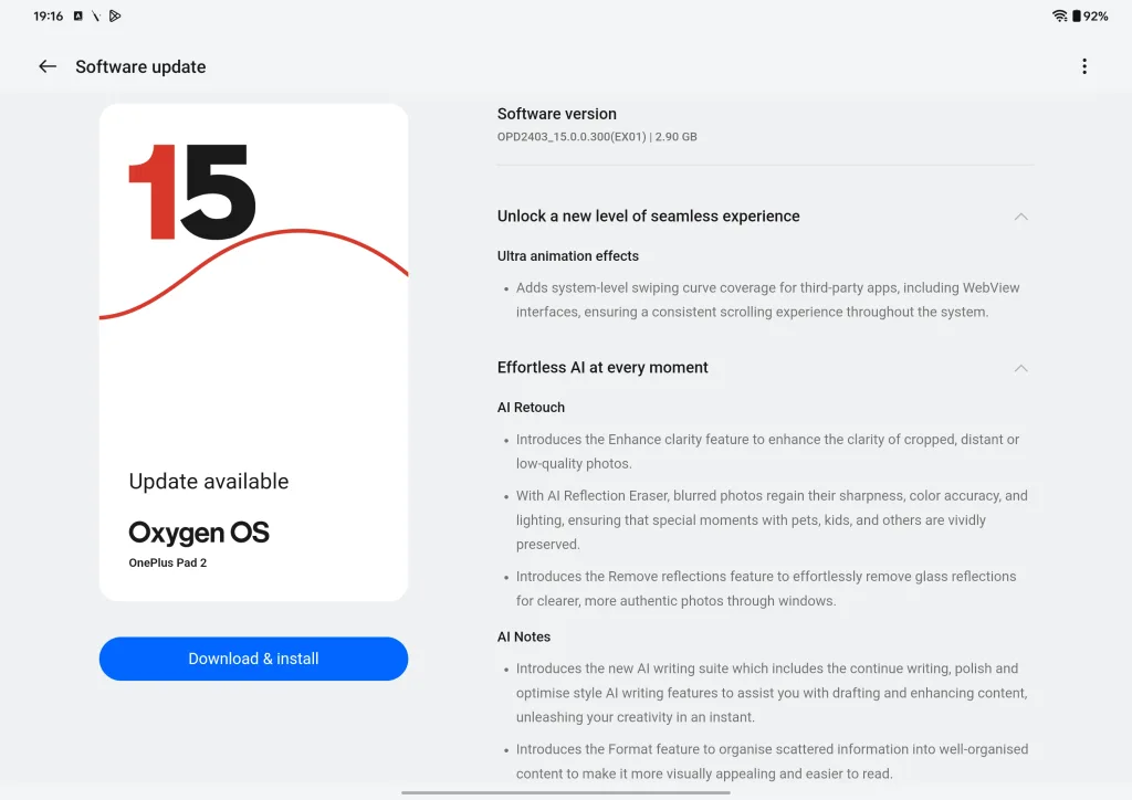 OnePlus Pad 2's OxygenOS 15 gets even better in December 2024
