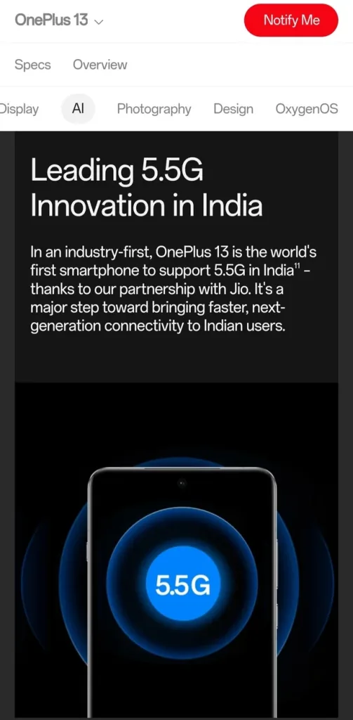 OnePlus 5.5 1 OnePlus 13 Series Launches with Jio’s 5.5G Network in India