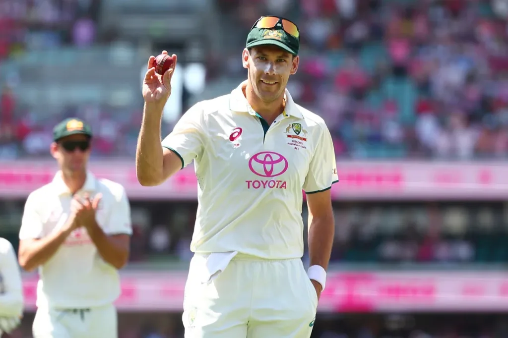 Scott Boland celebrates his match haul of 10 wickets Australia vs India 5th Test: Day 3 Match Report As Australia Reclaim The Border-Gavaskar Trophy After 10 Years, Securing A WTC Final Clash With South Africa