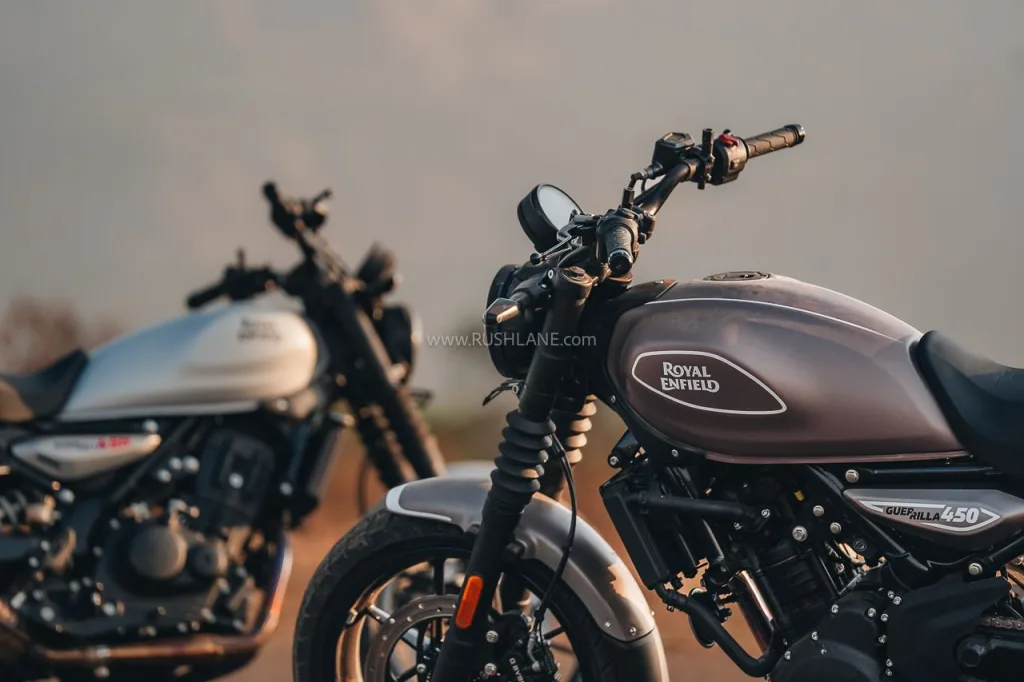 2025 royal enfield guerrilla 450 new colours launch Royal Enfield Guerrilla 450 Peix Bronze Launched: Price, Features & More!