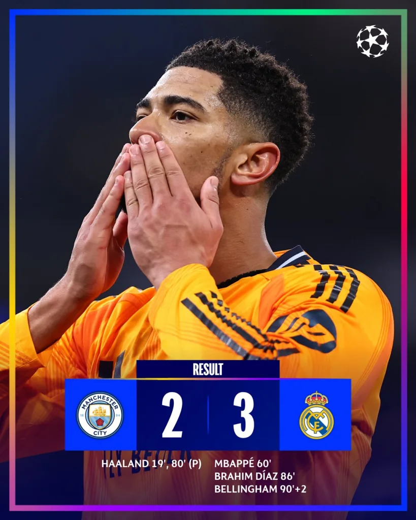 Bellinghams Late Heroics Seal Dramatic Madrid Comeback 1 Champions League 2024/25 Round Up of 32 Round-Up: Real Madrid Edge Past Man City In A Thriller As Paris and Dortmund Seize Control