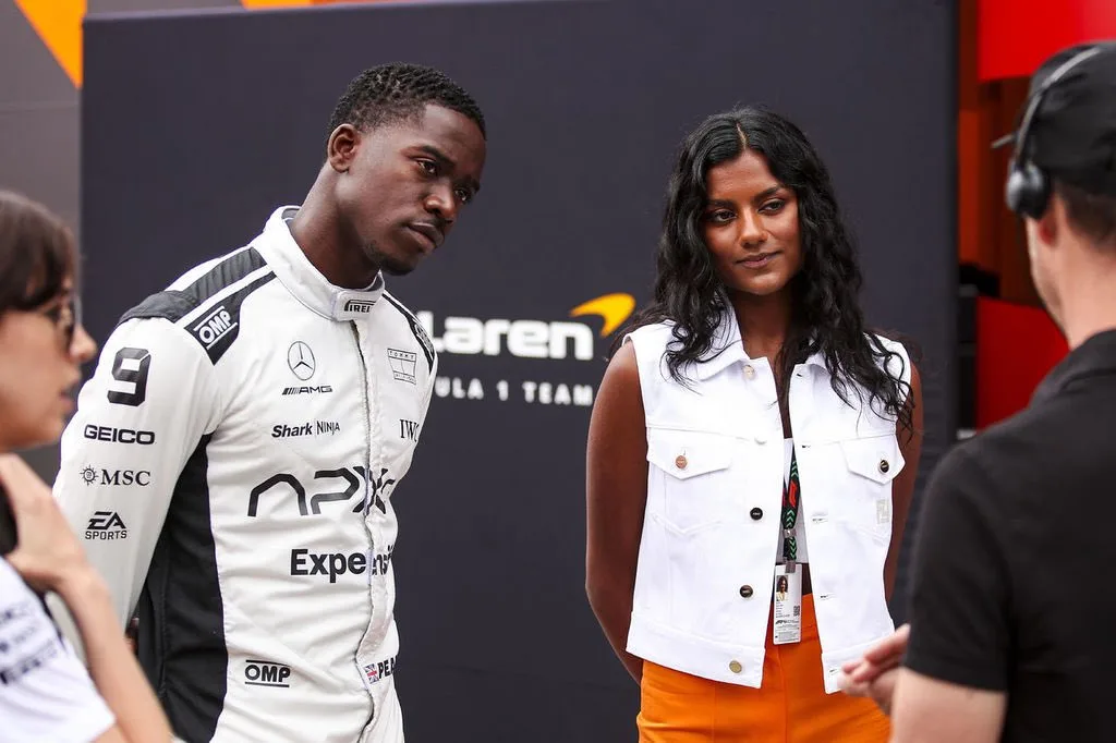 Damson Idris and Simone Ashley at the Hungaroring filming for the F1 Movie Brad Pitt’s ‘F1’ Teaser Roars Onto Screens Ahead of Super Bowl