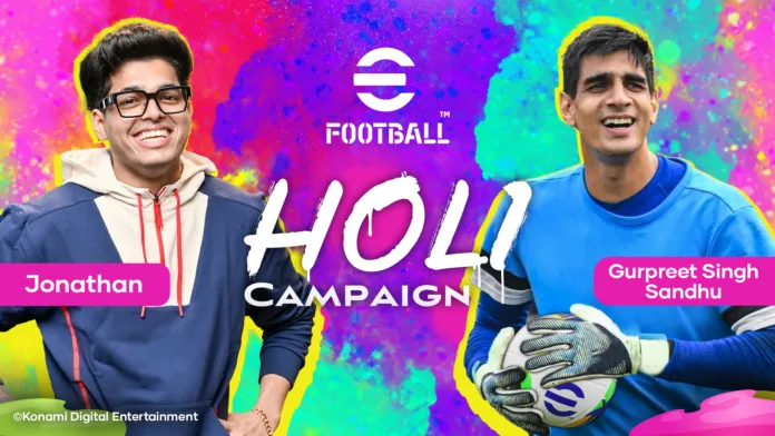 KONAMI’s eFootball™ teams up with Indian football captain Gurpreet Singh Sandhu and Jonathan Gaming to celebrate Holi in India. eFootball™ Meets Holi: KONAMI's Epic Celebration of Football, Gaming, and Color!