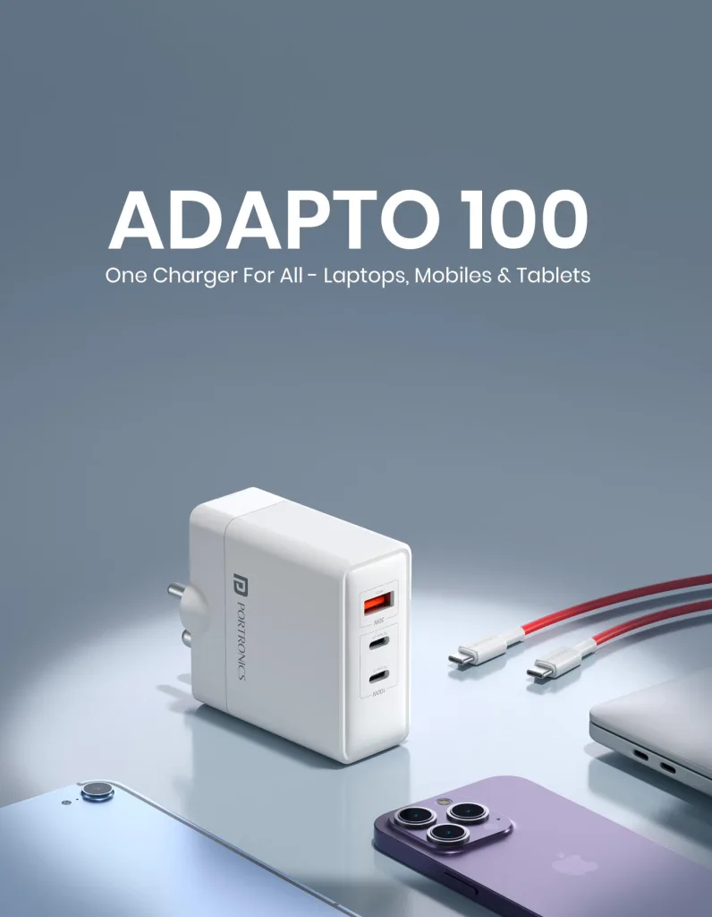 Portronics Adapto 100: The Game-Changing 100W GaN Charger