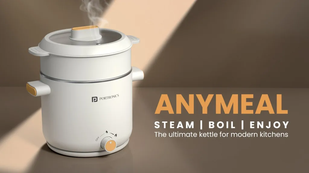 Portronics AnyMeal Portronics Launches AnyMeal Multicook Electric Kettle – Steam, Boil, Cook, and More in One Kitchen Companion