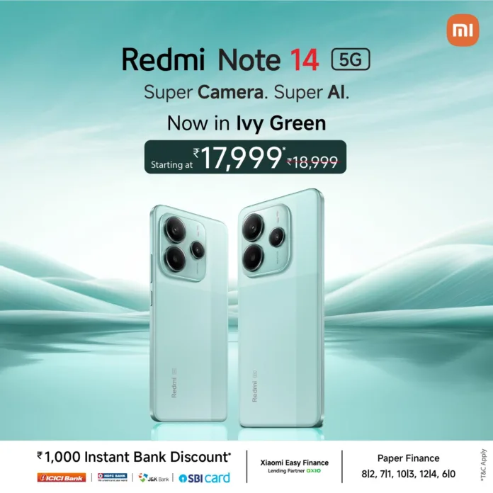 Redmi Note 14 5G Xiaomi India Launches Redmi Note 14 5G in Stylish Ivy Green