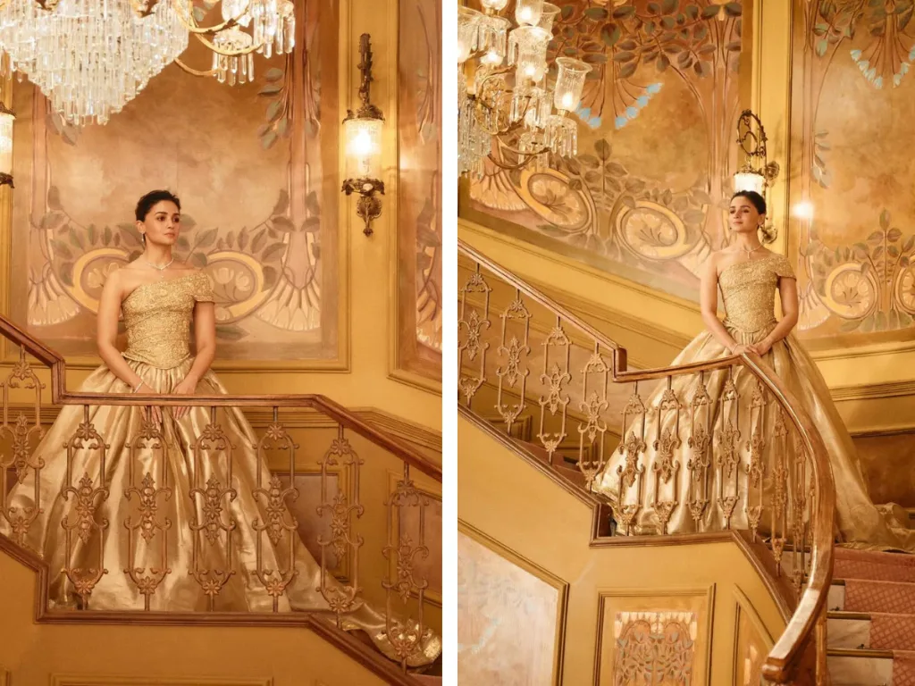 albg 3 Alia Bhatt: A Modern-Day Belle in Dazzling Gold Attire