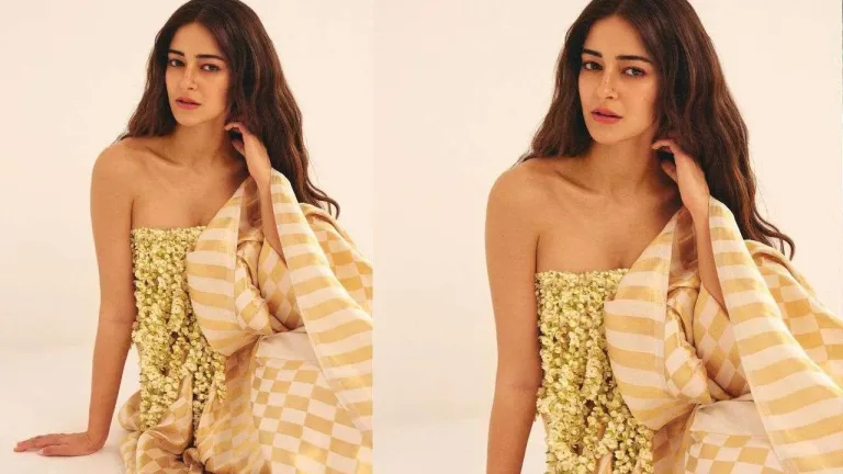 Ananya Panday Gajra Blouse & Moon Veil: A Floral Dream Redefining Saree Fashion