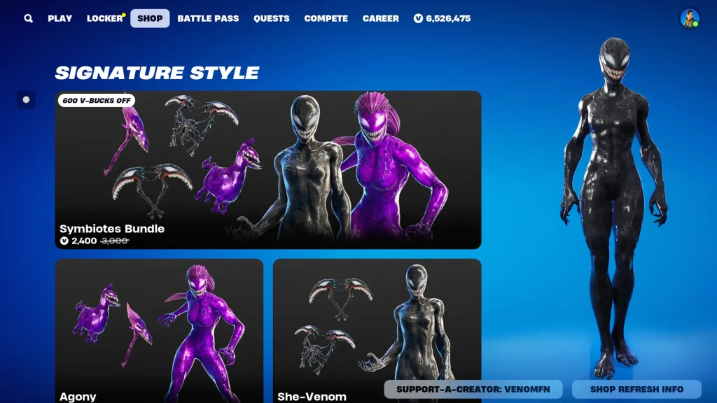 forsy 3 Unleash Your Inner Symbiote in Fortnite for Free: She-Venom and Agony Skins Hit Fortnite Item Shop!