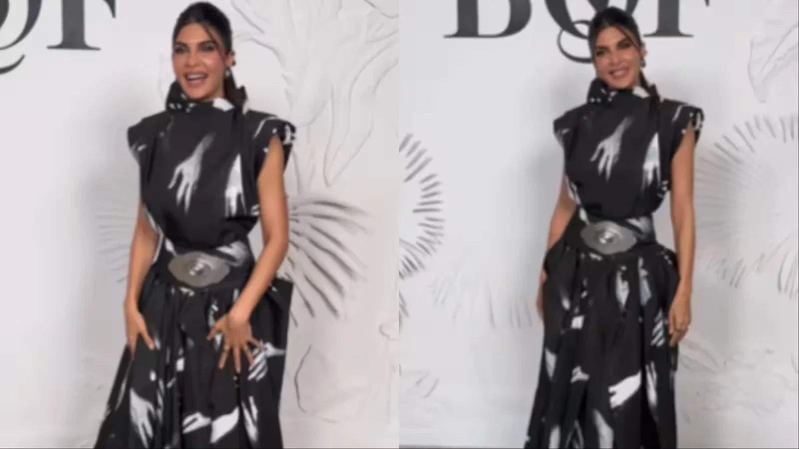 Jacqueline Fernandez Mesmerizes in a Black-and-White Gown: A Style Breakdown