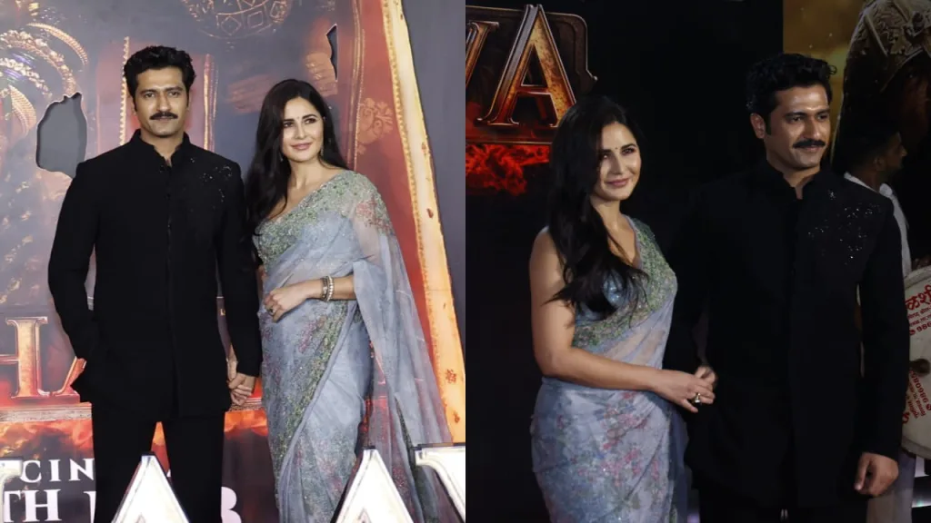 katrr5 2 Katrina Kaif Stuns in Anita Dongre Saree: A Fashion Masterclass at Chhaava Screening