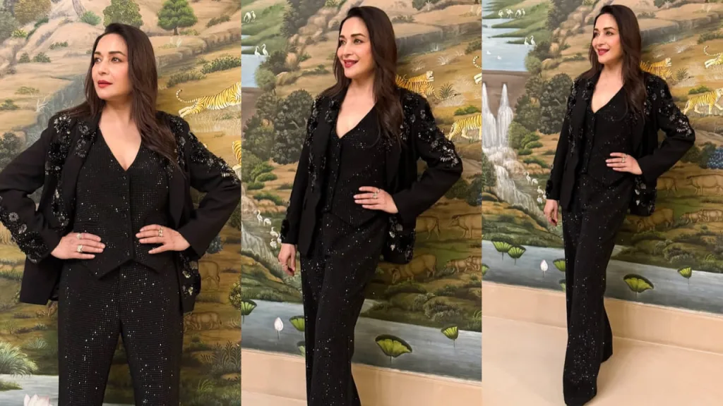 madhhh 1 Madhuri Dixit Slays in a Rs 68,400 Black Pantsuit: Boss Lady Goals, Anyone?