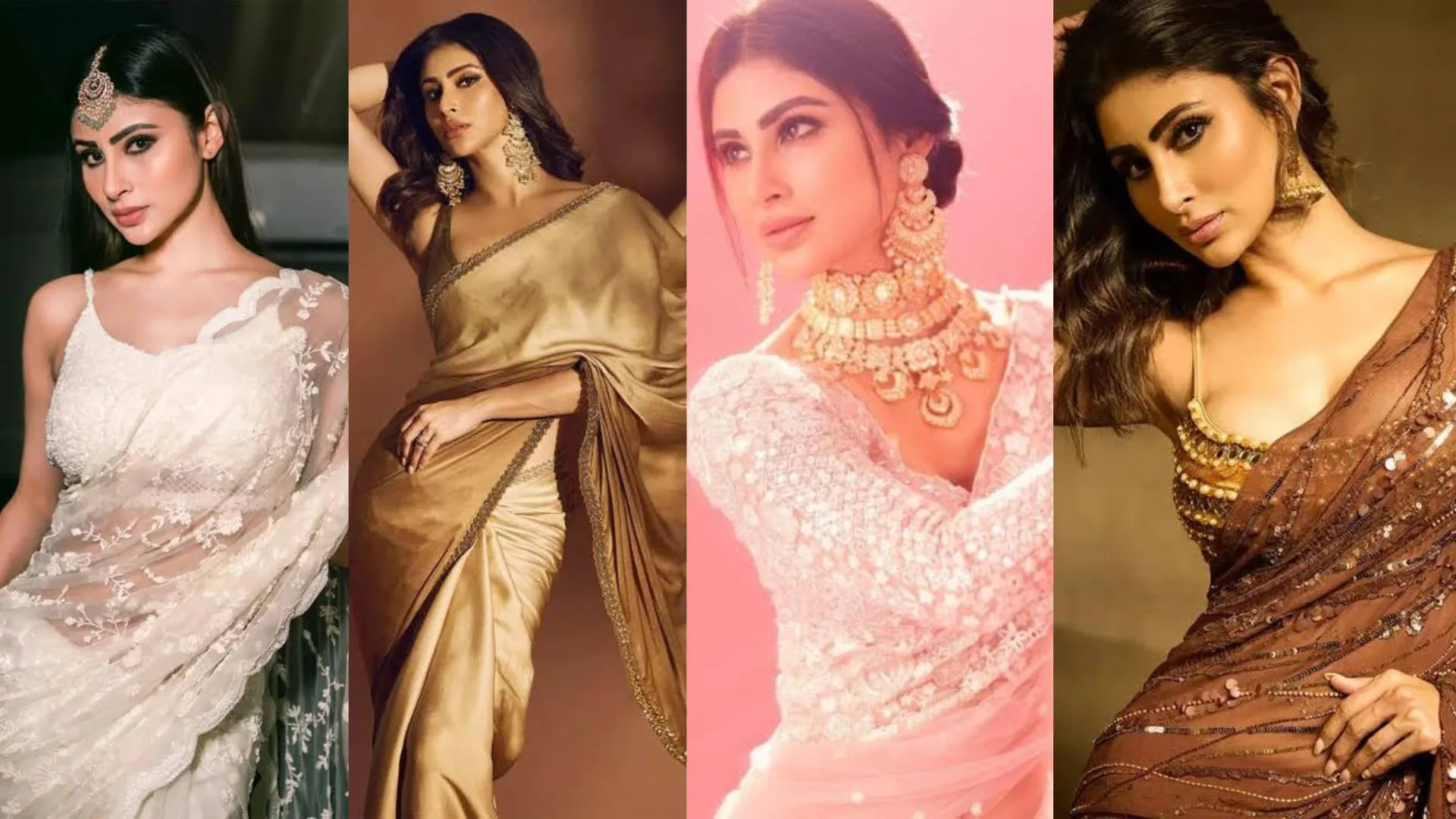 Mouni Roy Beige Saree LOOK: A Masterclass in Ethereal Elegance