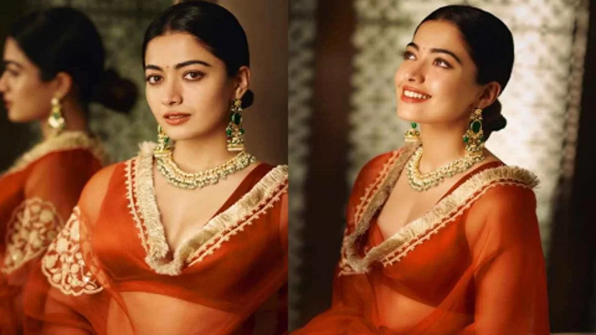 Rashmika Mandanna Stuns in Regal Orange Ensemble: A Masterclass in Timeless Elegance