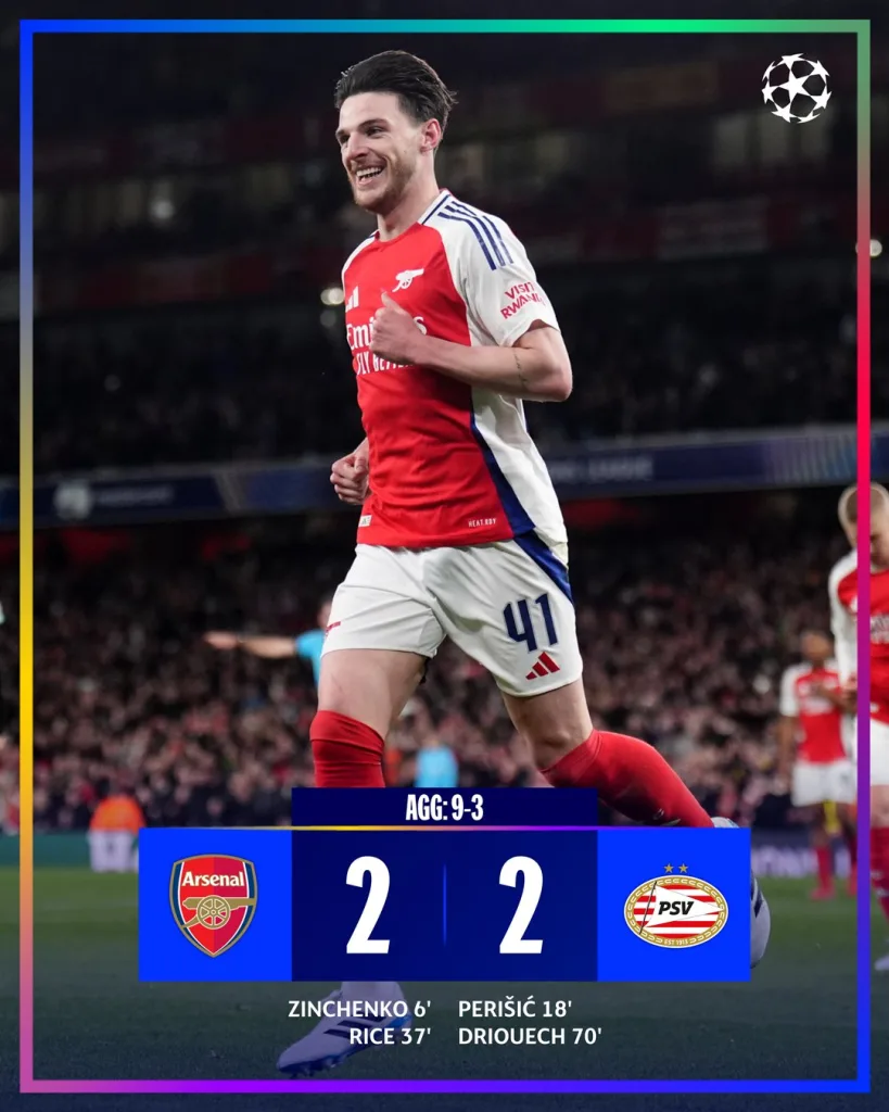 Arsenal vs PSV Champions League 2024/25 Round of 16 Round-Up: Real Madrid Defeat Atleti On Penalties; Arsenal, Aston Villa, and Dortmund Advance