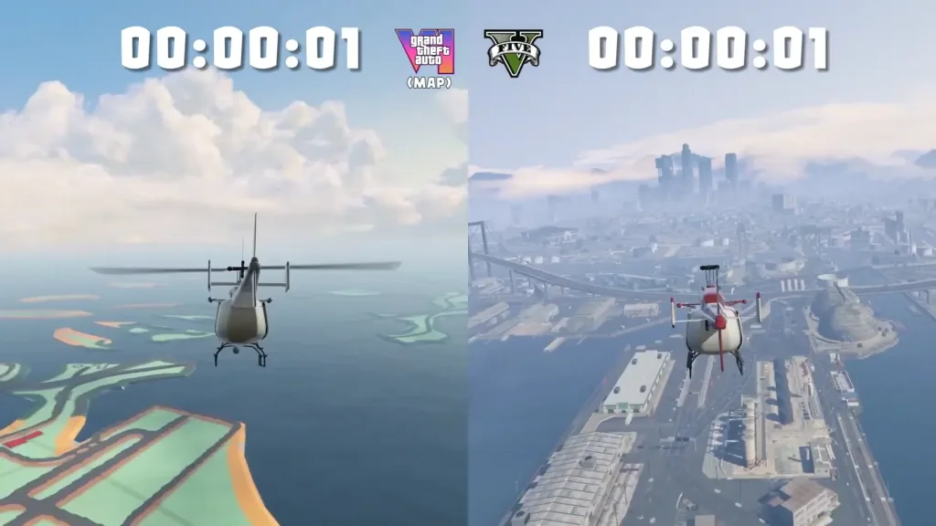 GTA 6 Map Recreated in GTA 5 Mod for Early Exploration 2 GTA 5 vs 6 2 1 GTA 6 Map Recreated in GTA 5 Mod for Early Exploration