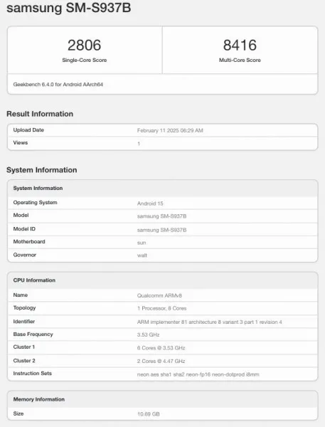 Galaxy S25 Edge3 3 Samsung Galaxy S25 Edge and Tab S10 FE 5G Spotted on Geekbench