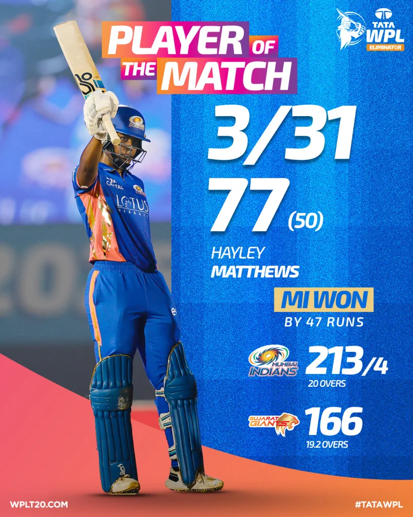 Hayley Matthews 1 WPL 2025: Sciver-Brunt, Matthews Power Mumbai Indians Into Second WPL Final