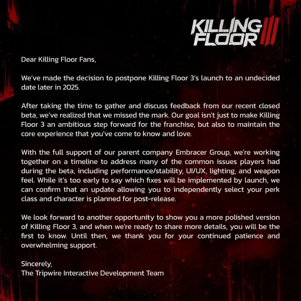 Killing Floor 3 1 1 Killing Floor 3 Release Date Delayed to Later in 2025