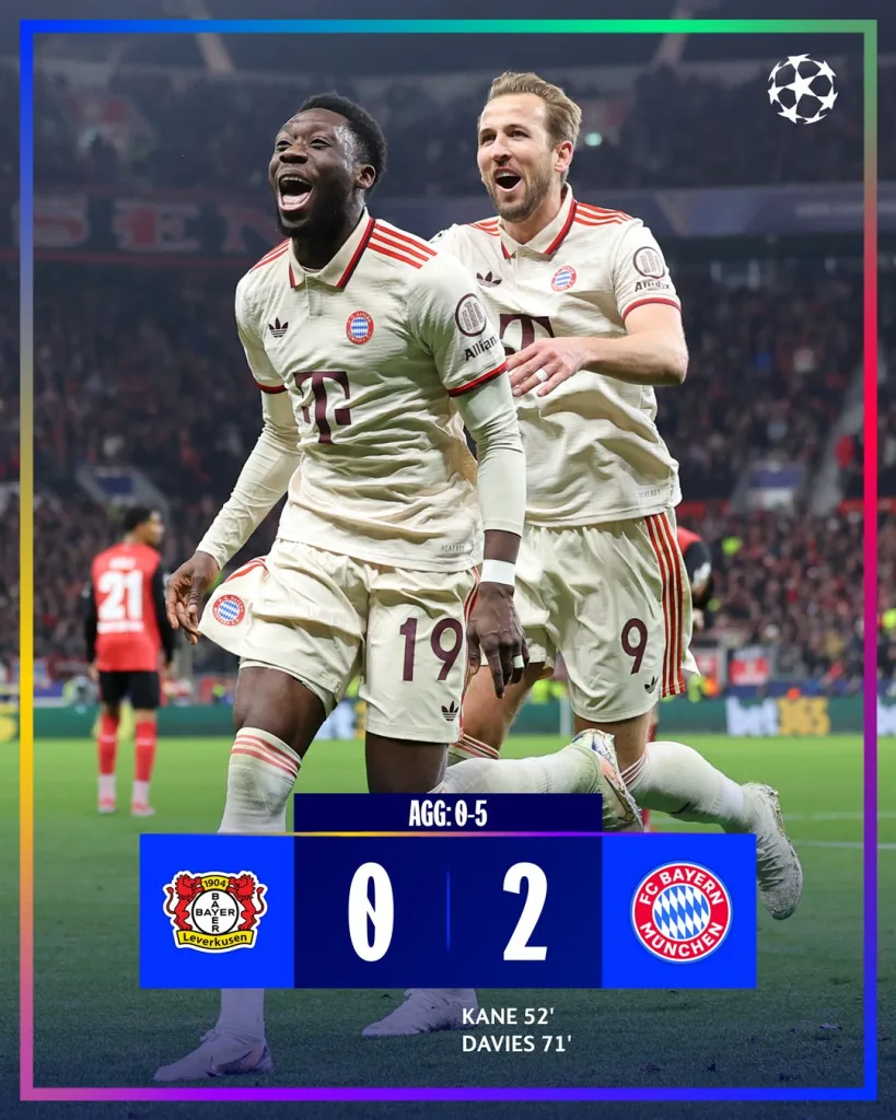 Leverkusen vs Bayern Munich Champions League 2024/25 Round of 16 Round-Up: PSG Edge Past Liverpool On Penalties; Barcelona, Bayern, and Inter Advance