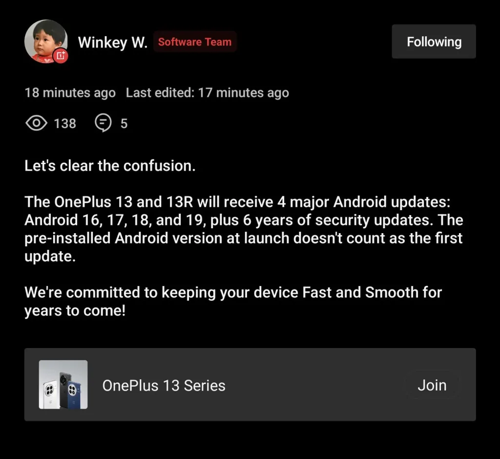 OnePlus 13 1 1 OnePlus 13, 13R to Get Android Updates Up to Android 19