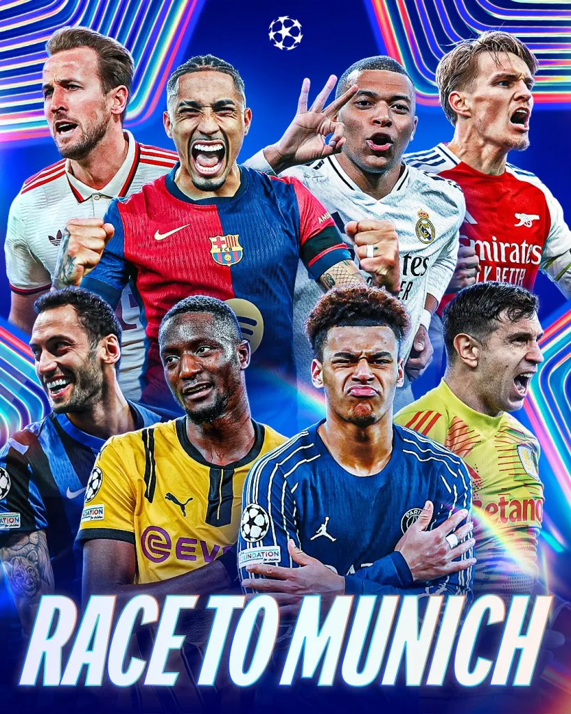 Champions League 2024/25 Quarter-Final Ties Set: Arsenal vs Real Madrid, Bayern vs Inter Headline Exciting Clashes 1 UEFA Champions League Quarter finalists Champions League 2024/25 Quarter-Final Ties Set: Arsenal vs Real Madrid, Bayern vs Inter Headline Exciting Clashes