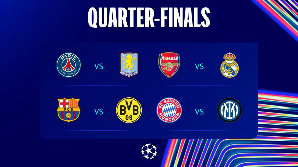 Champions League 2024/25 Quarter-Final Ties Set: Arsenal vs Real Madrid, Bayern vs Inter Headline Exciting Clashes 6 UEFA Champions League Quarter finals Champions League 2024/25 Quarter-Final Ties Set: Arsenal vs Real Madrid, Bayern vs Inter Headline Exciting Clashes