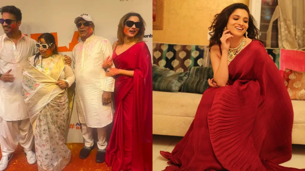 ankiis 2 Ankita Lokhande Red Saree Saga: Redefining Ethnic Bollywood Glamour