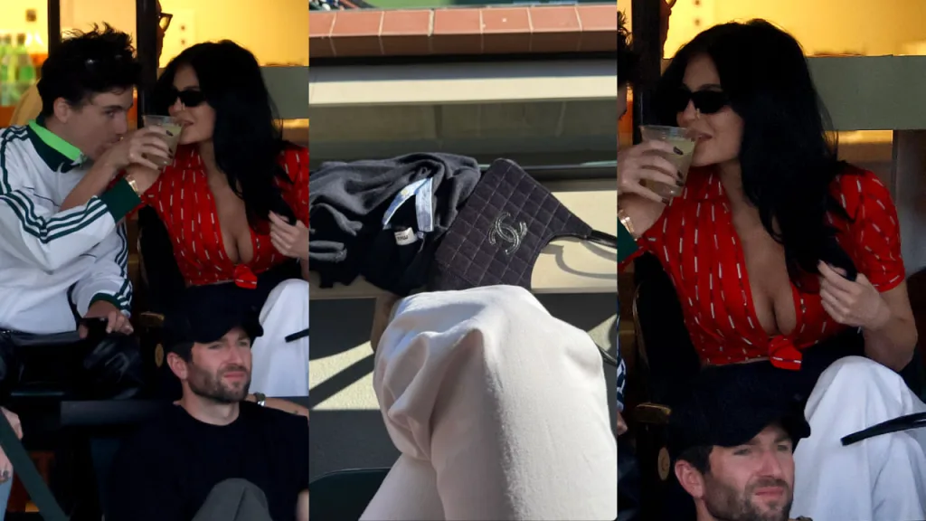 kyl90 2 Kylie Jenner Spring Fashion Slam: Red-Hot Celine Top Meets Chanel Luxury at Tennis Date with Timothée Chalamet